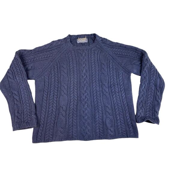 Vintage Abercrombie and Fitch Cable Knit Sweater Men's XL 100% Wool Blue - Picture 1 of 6
